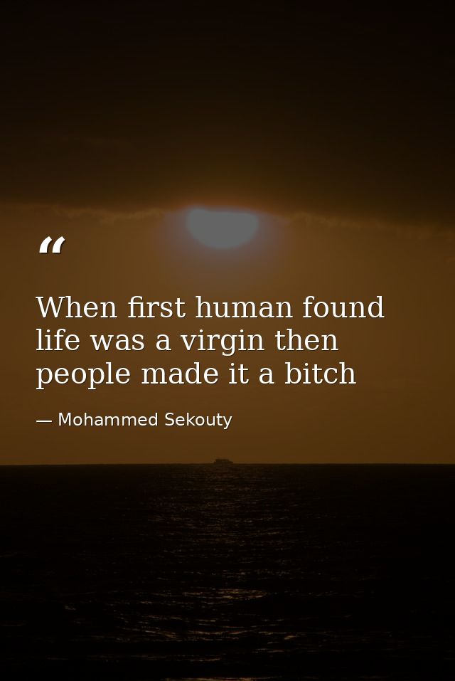 When first human found life was a virgin then people made it a bitch — Mohammed Sekouty