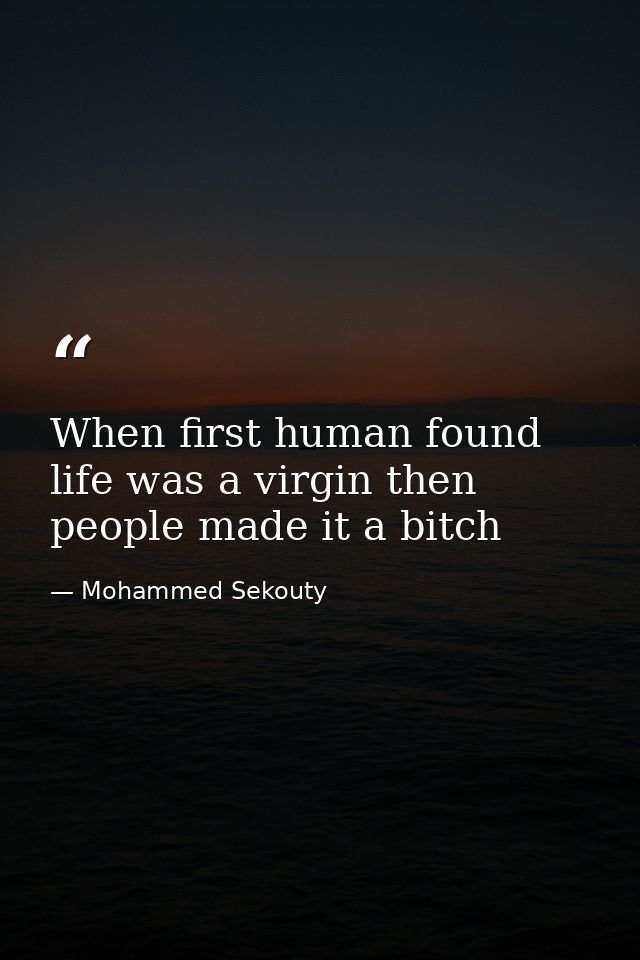 When first human found life was a virgin then people made it a bitch — Mohammed Sekouty
