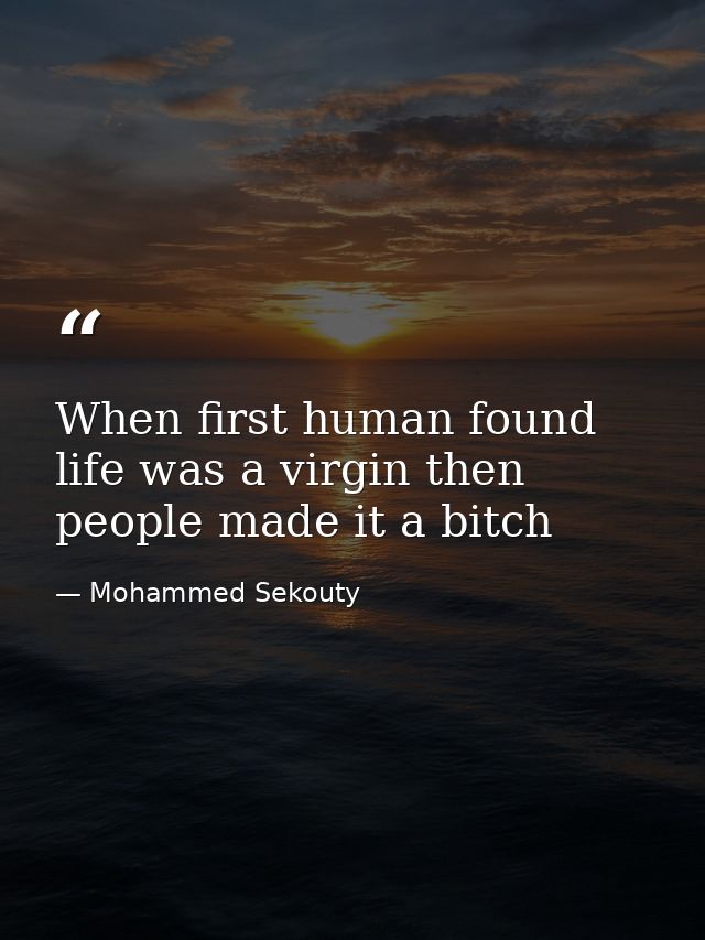 When first human found life was a virgin then people made it a bitch — Mohammed Sekouty