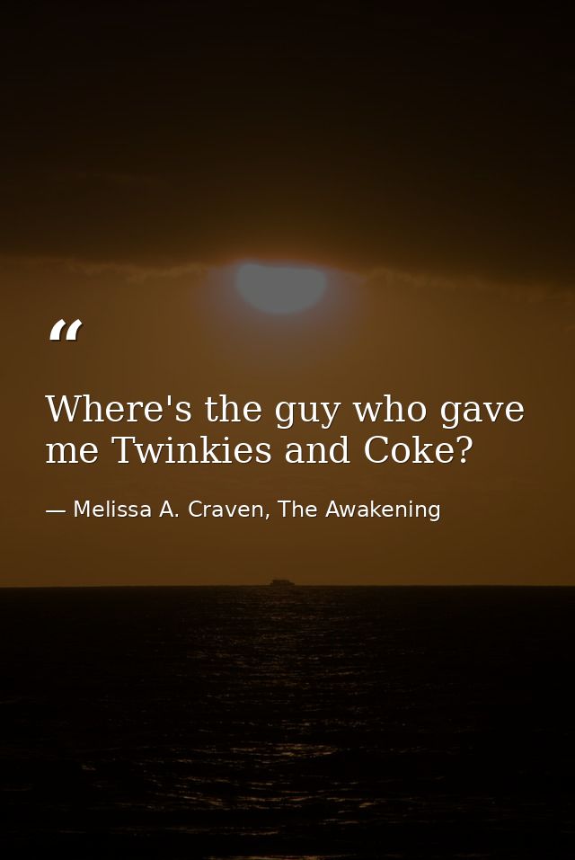Where's the guy who gave me Twinkies and Coke? — Melissa A. Craven, The Awakening