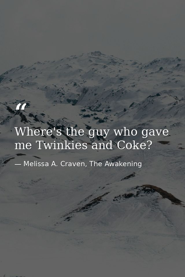 Where's the guy who gave me Twinkies and Coke? — Melissa A. Craven, The Awakening