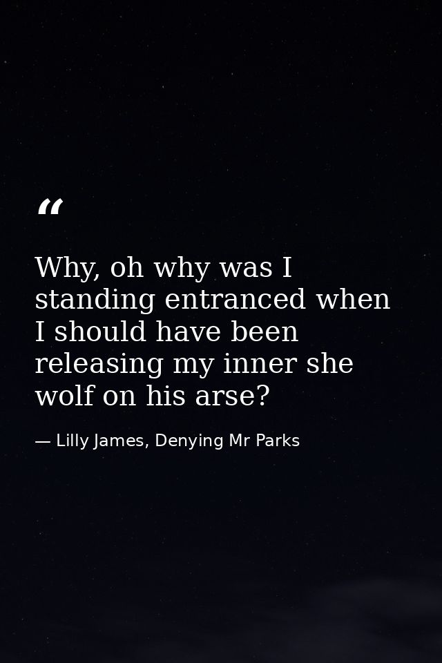 Why, oh why was I standing entranced when I should have been releasing my inner she wolf on his arse? — Lilly James, Denying Mr Parks