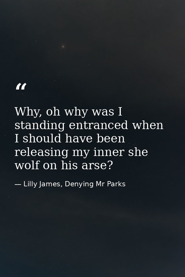 Why, oh why was I standing entranced when I should have been releasing my inner she wolf on his arse? — Lilly James, Denying Mr Parks
