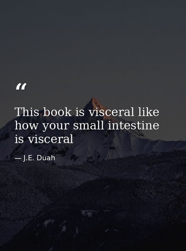 This book is visceral like how your small intestine is visceral — J.E. Duah