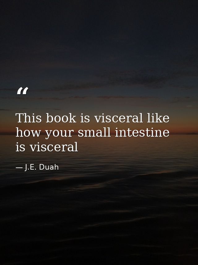 This book is visceral like how your small intestine is visceral — J.E. Duah