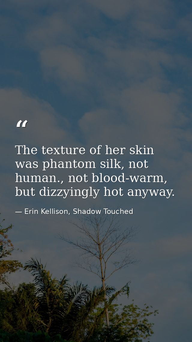 The texture of her skin was phantom silk, not human., not blood-warm, but dizzyingly hot anyway. — Erin Kellison, Shadow Touched