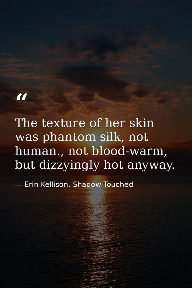 The texture of her skin was phantom silk, not human., not blood-warm, but dizzyingly hot anyway. — Erin Kellison, Shadow Touched