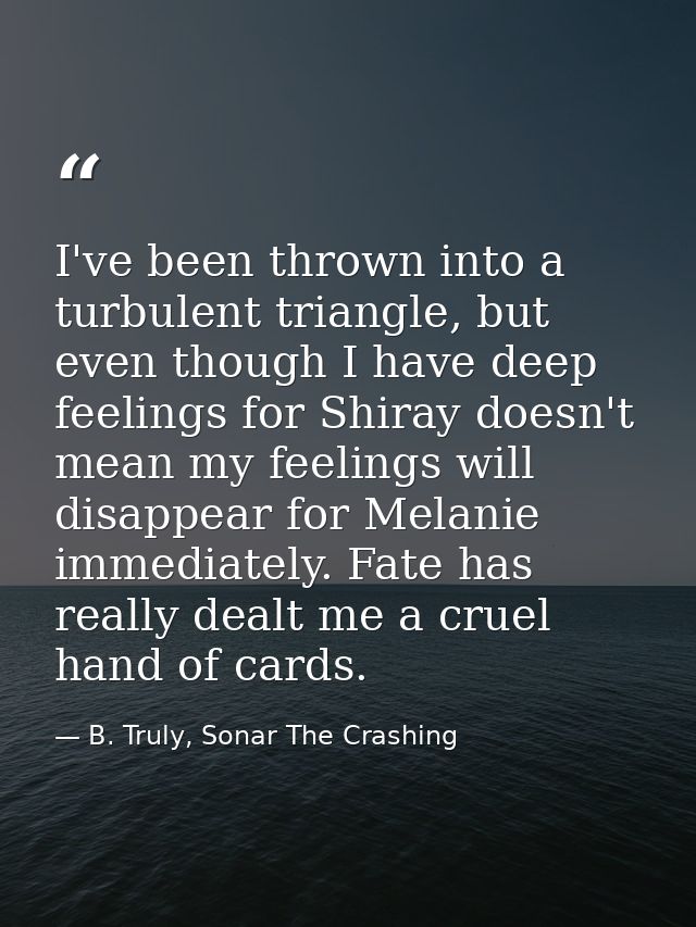 I've been thrown into a turbulent triangle, but even though I have deep feelings for Shiray doesn't mean my feelings wil — B. Truly, Sonar The Crashing
