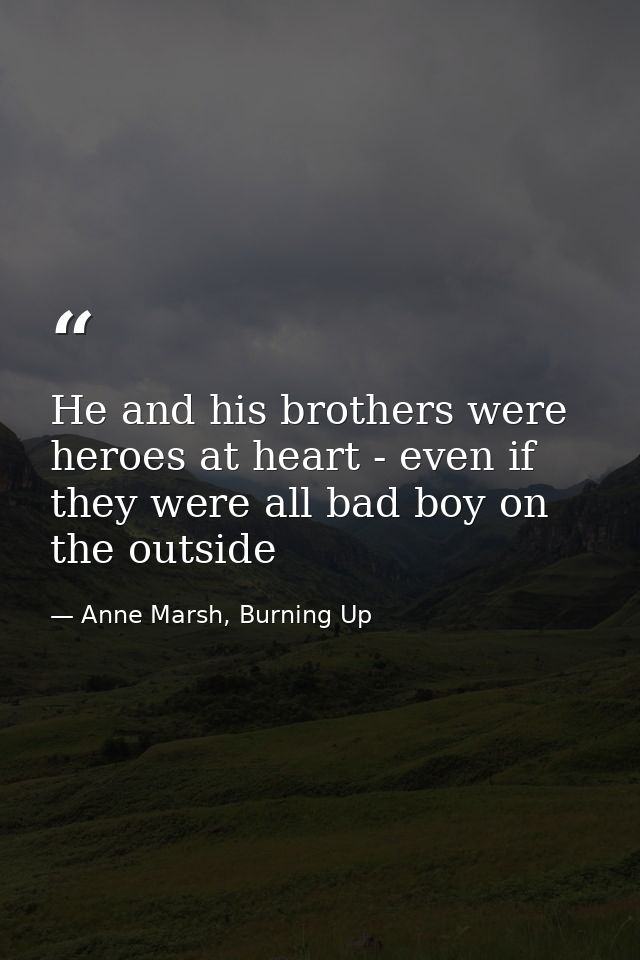He and his brothers were heroes at heart - even if they were all bad boy on the outside — Anne Marsh, Burning Up