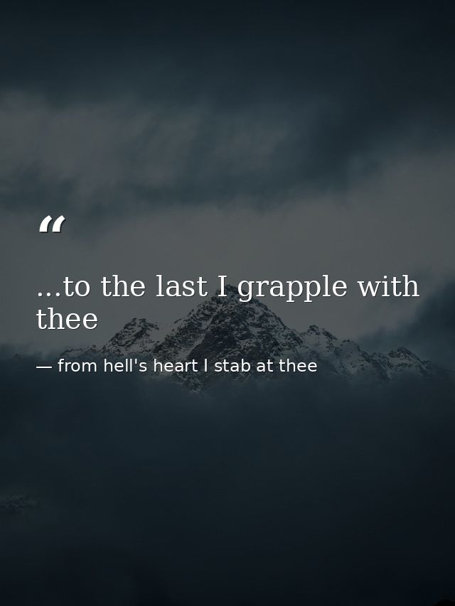 ...to the last I grapple with thee — from hell's heart I stab at thee