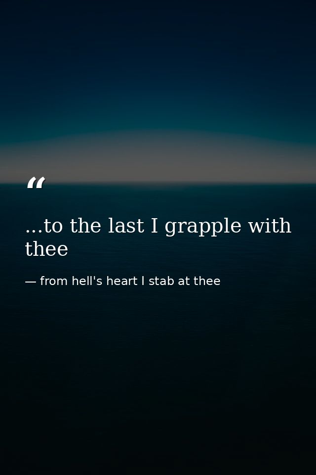 ...to the last I grapple with thee — from hell's heart I stab at thee