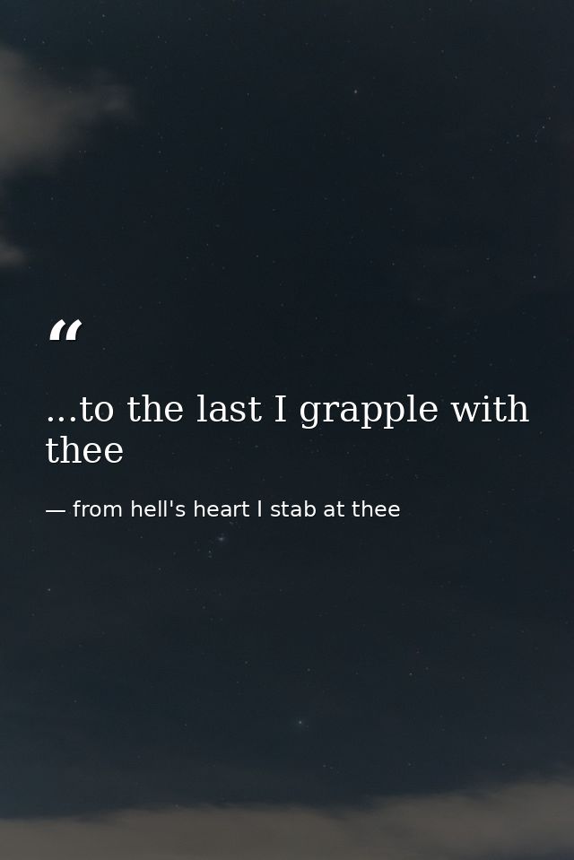 ...to the last I grapple with thee — from hell's heart I stab at thee