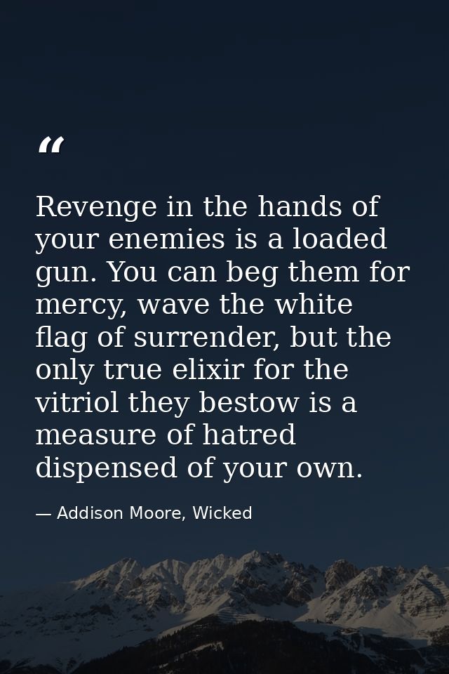 Revenge in the hands of your enemies is a loaded gun. You can beg them for mercy, wave the white flag of surrender, but  — Addison Moore, Wicked