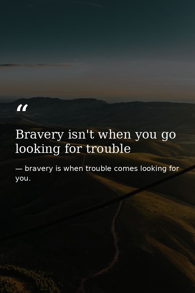 Bravery isn't when you go looking for trouble — bravery is when trouble comes looking for you.