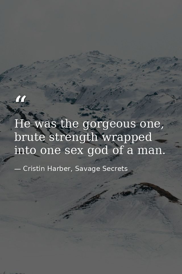 He was the gorgeous one, brute strength wrapped into one sex god of a man. — Cristin Harber, Savage Secrets