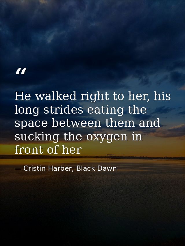 He walked right to her, his long strides eating the space between them and sucking the oxygen in front of her — Cristin Harber, Black Dawn