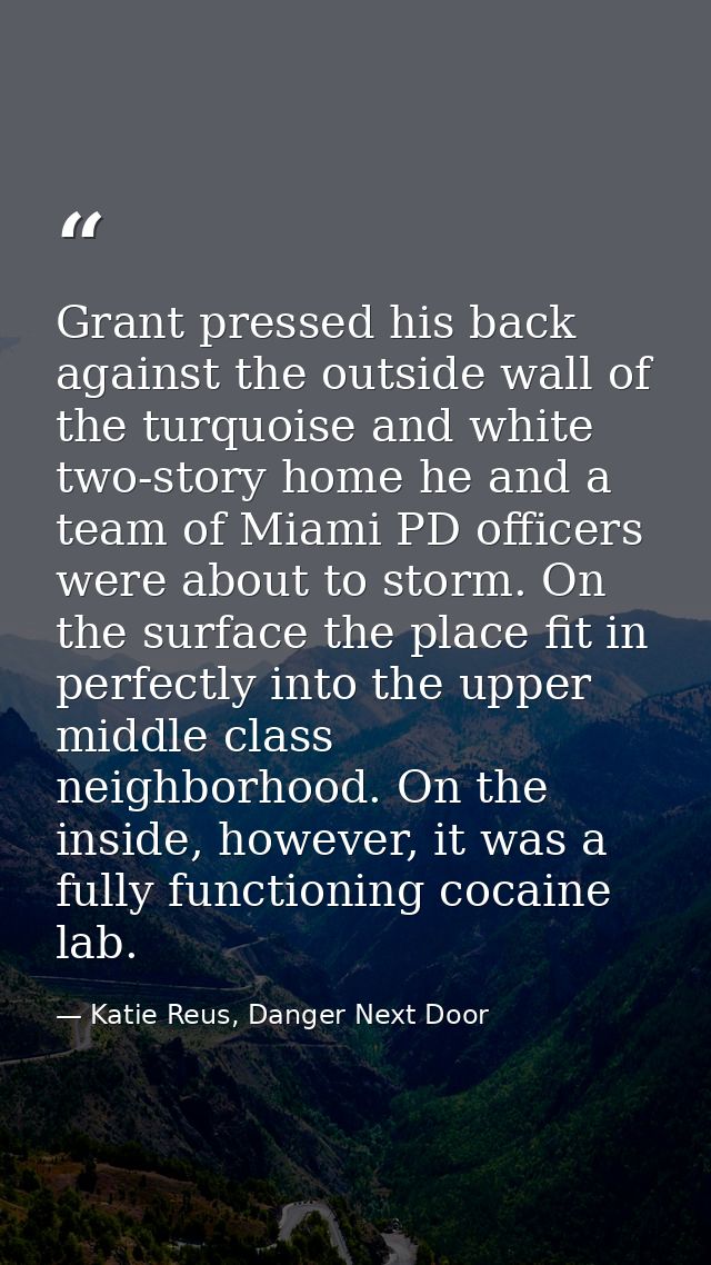 Grant pressed his back against the outside wall of the turquoise and white two-story home he and a team of Miami PD offi — Katie Reus, Danger Next Door