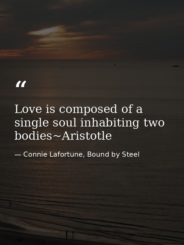Love is composed of a single soul inhabiting two bodies~Aristotle — Connie Lafortune, Bound by Steel