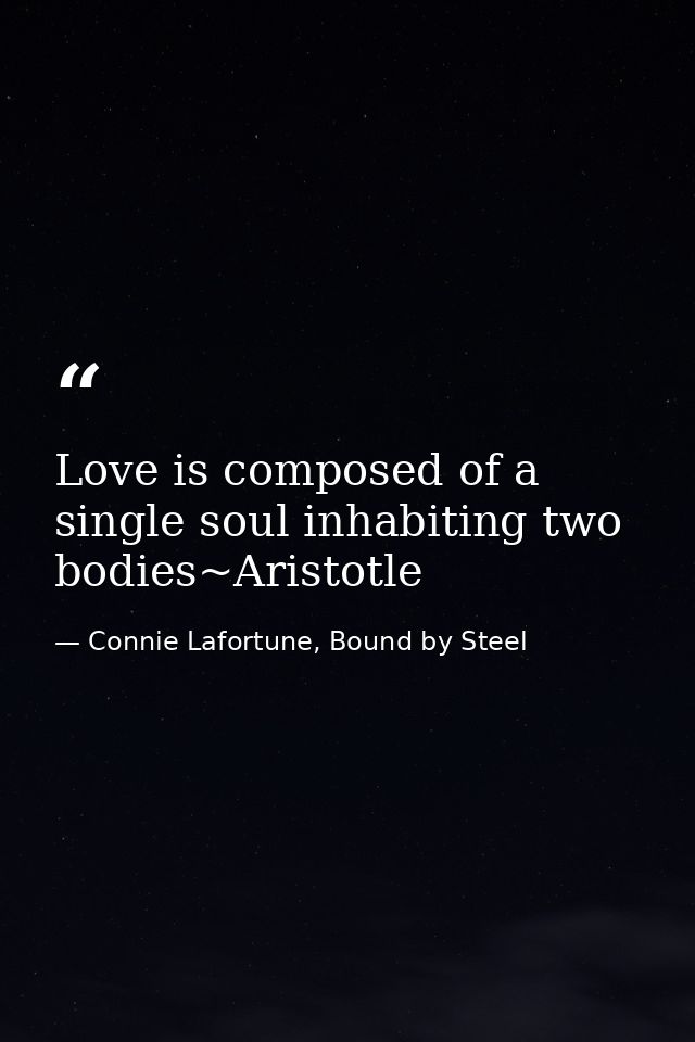 Love is composed of a single soul inhabiting two bodies~Aristotle — Connie Lafortune, Bound by Steel