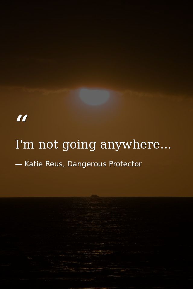 I'm not going anywhere... — Katie Reus, Dangerous Protector