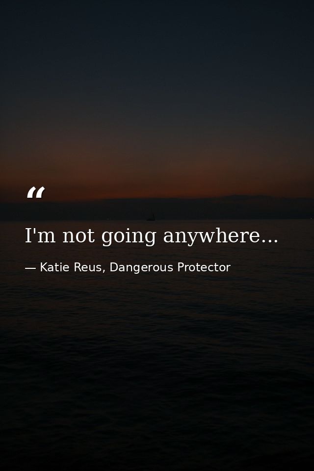 I'm not going anywhere... — Katie Reus, Dangerous Protector