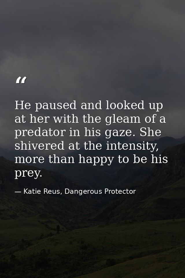 He paused and looked up at her with the gleam of a predator in his gaze. She shivered at the intensity, more than happy  — Katie Reus, Dangerous Protector