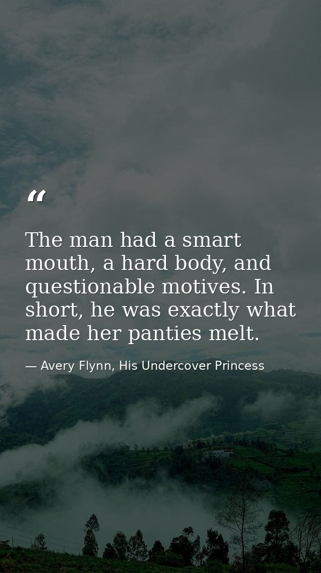 The man had a smart mouth, a hard body, and questionable motives. In short, he was exactly what made her panties melt. — Avery Flynn, His Undercover Princess