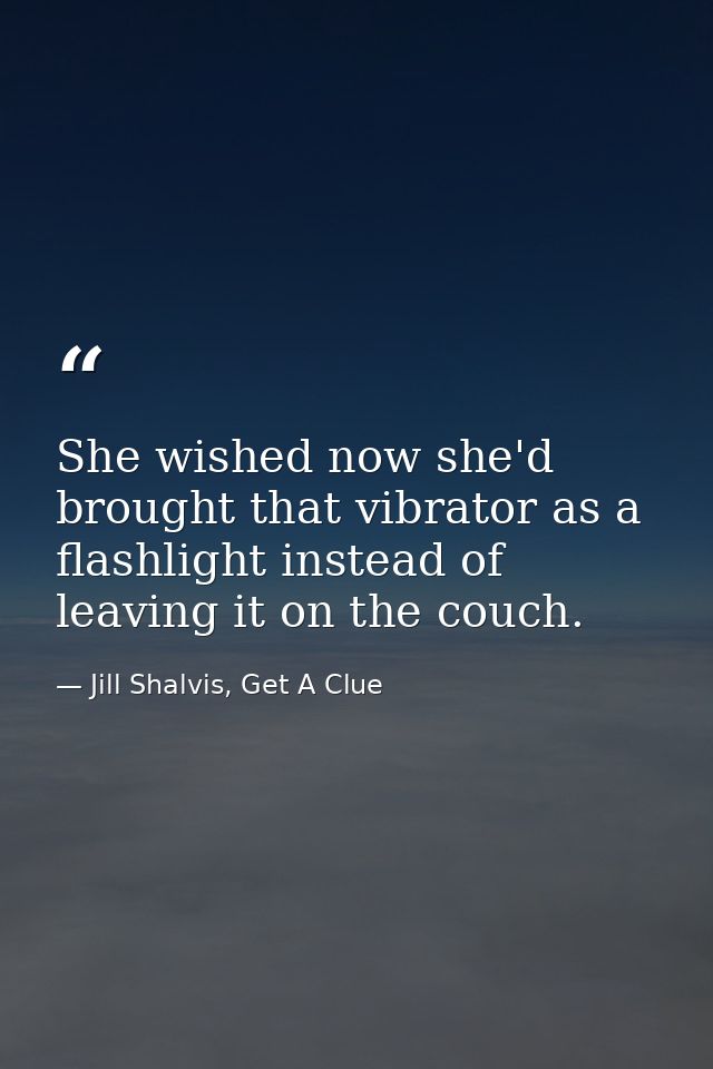 She wished now she'd brought that vibrator as a flashlight instead of leaving it on the couch. — Jill Shalvis, Get A Clue