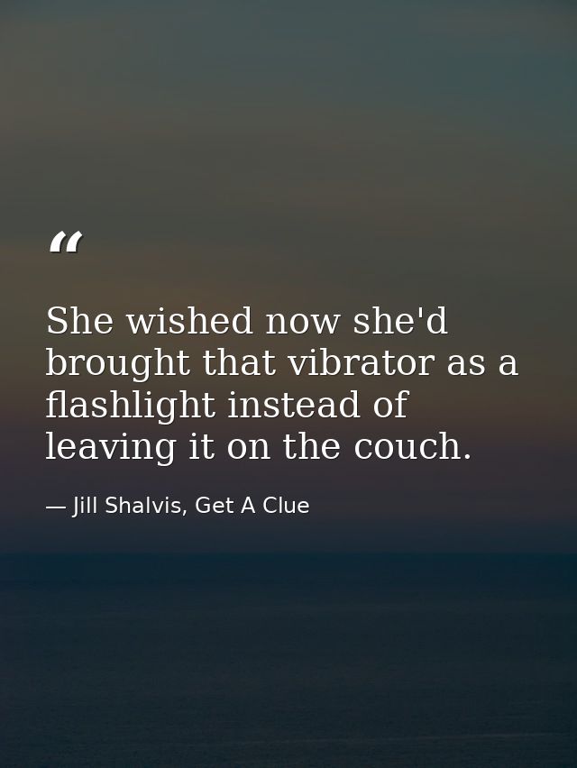 She wished now she'd brought that vibrator as a flashlight instead of leaving it on the couch. — Jill Shalvis, Get A Clue
