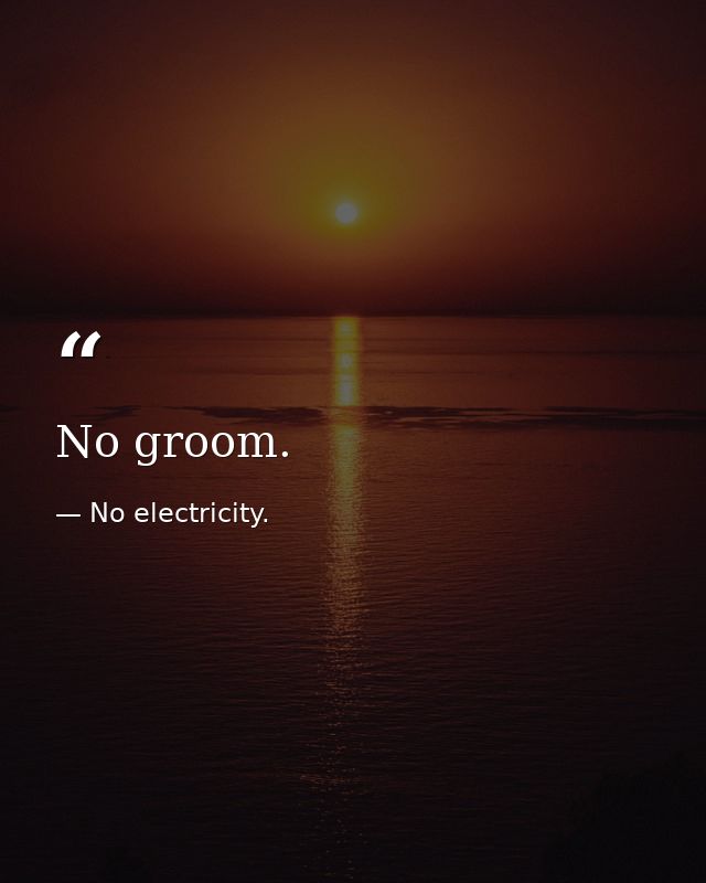 No groom. — No electricity.