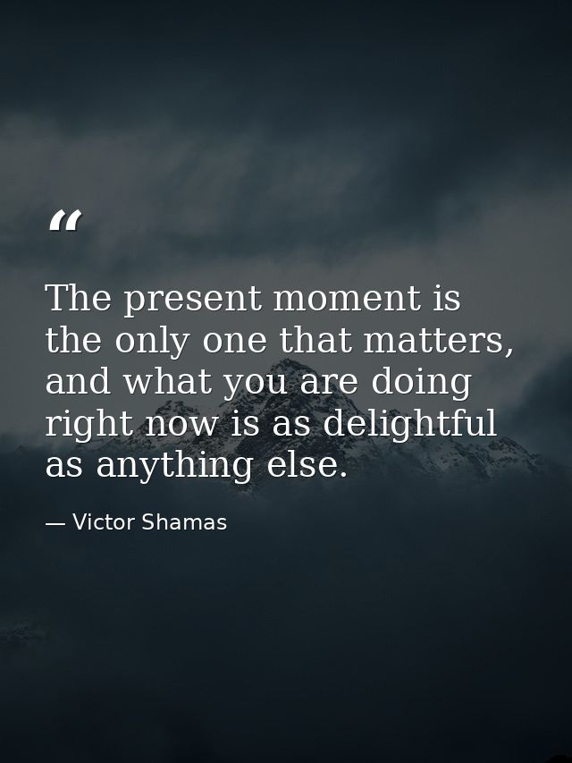 The present moment is the only one that matters, and what you are doing right now is as delightful as anything else. — Victor Shamas