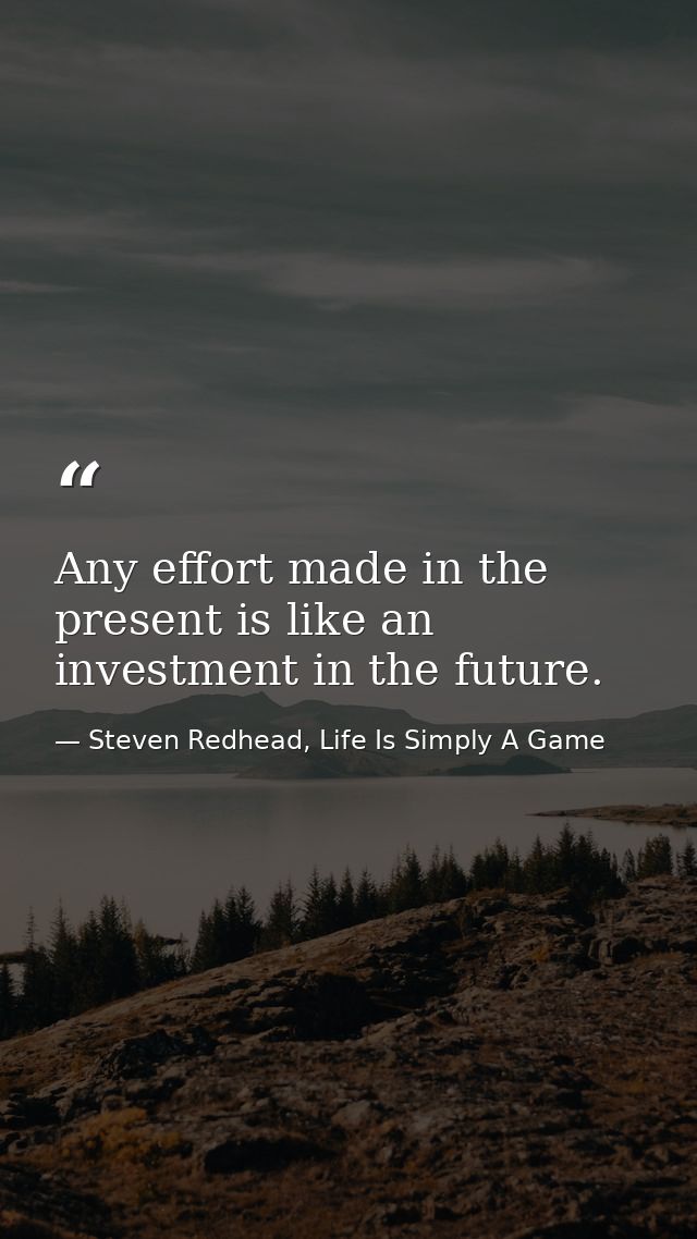 Any effort made in the present is like an investment in the future. — Steven Redhead, Life Is Simply A Game