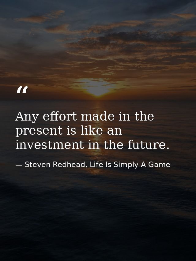 Any effort made in the present is like an investment in the future. — Steven Redhead, Life Is Simply A Game