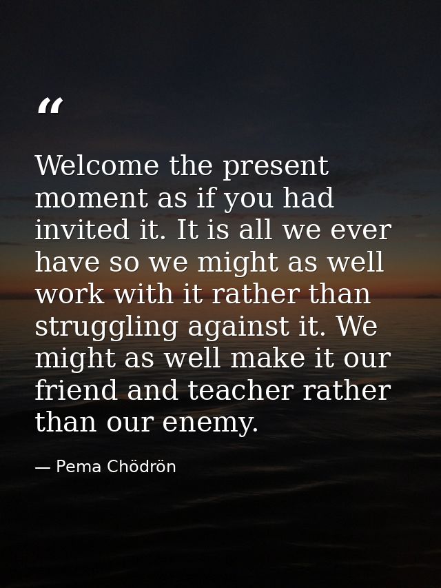 Welcome the present moment as if you had invited it. It is all we ever have so we might as well work with it rather than — Pema Chödrön