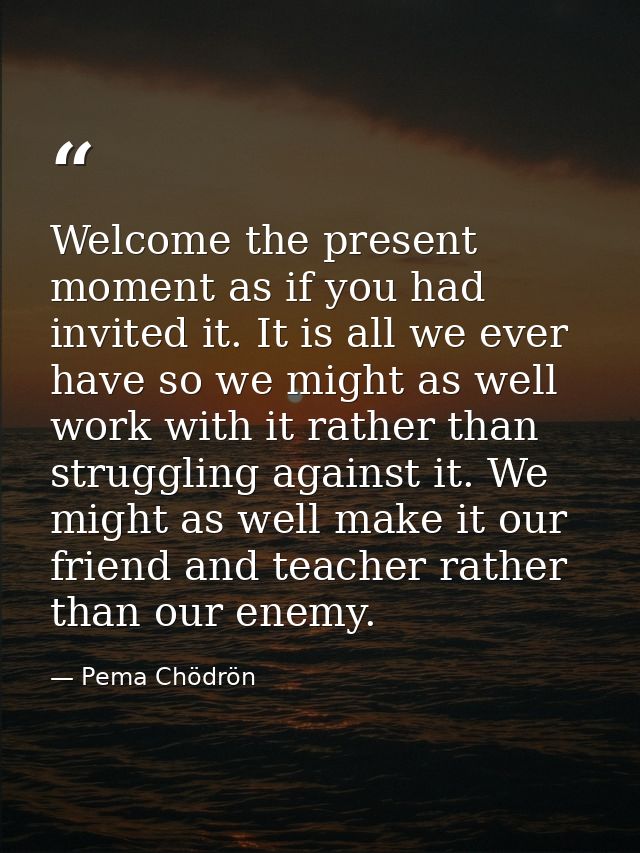 Welcome the present moment as if you had invited it. It is all we ever have so we might as well work with it rather than — Pema Chödrön