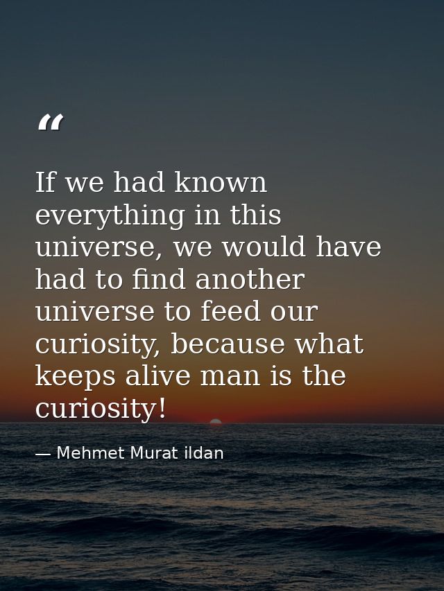 If we had known everything in this universe, we would have had to find another universe to feed our curiosity, because w — Mehmet Murat ildan