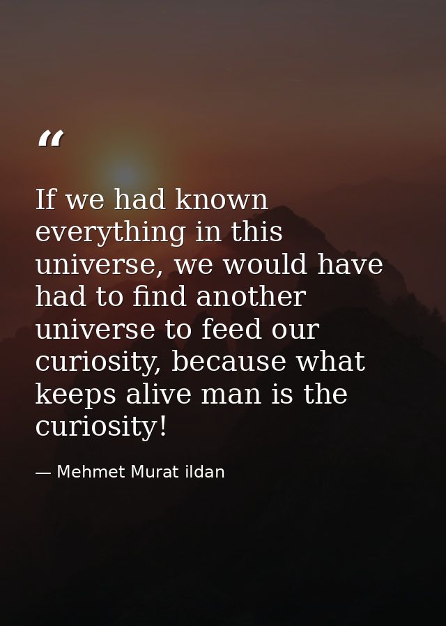 If we had known everything in this universe, we would have had to find another universe to feed our curiosity, because w — Mehmet Murat ildan