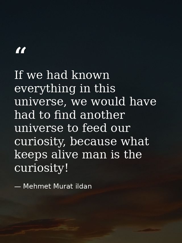 If we had known everything in this universe, we would have had to find another universe to feed our curiosity, because w — Mehmet Murat ildan