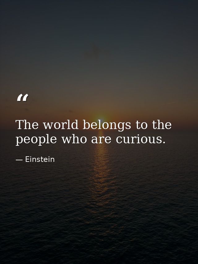 The world belongs to the people who are curious. — Einstein