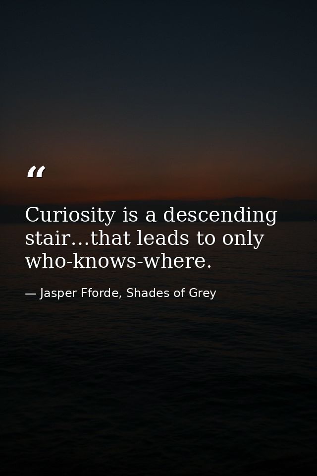Curiosity is a descending stair…that leads to only who-knows-where. — Jasper Fforde, Shades of Grey