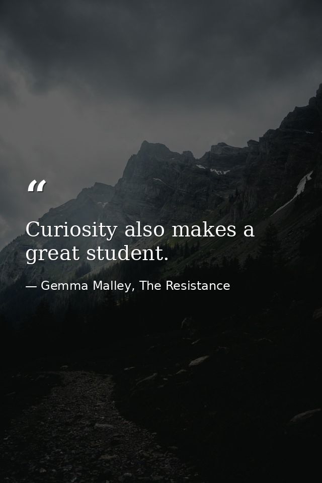 Curiosity also makes a great student. — Gemma Malley, The Resistance