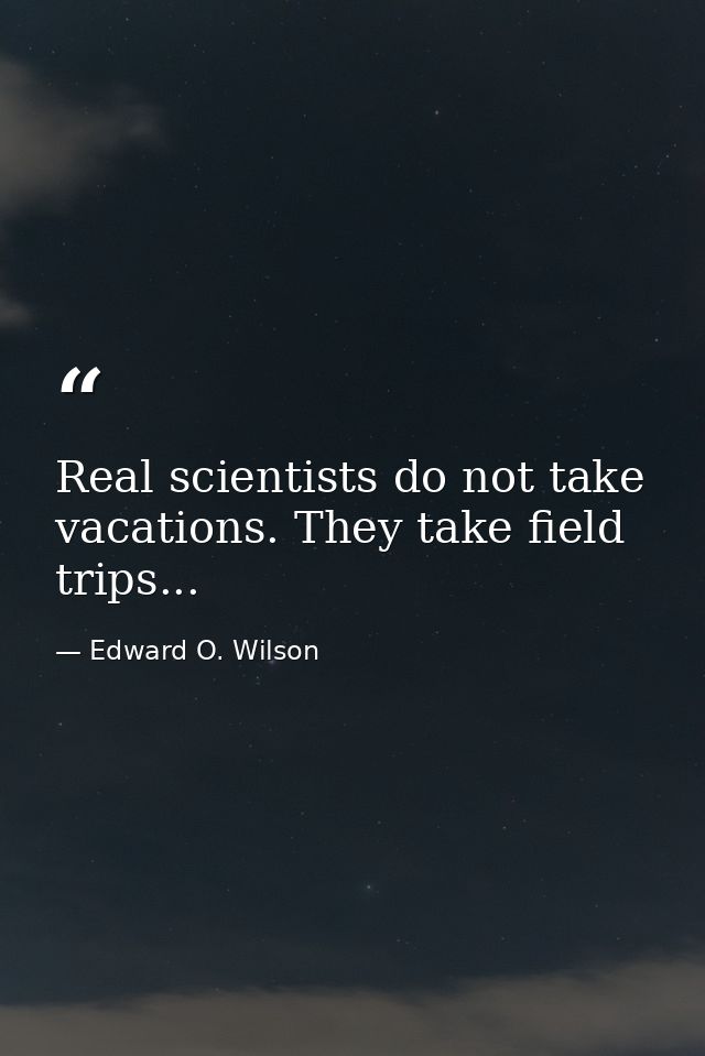Real scientists do not take vacations. They take field trips... — Edward O. Wilson