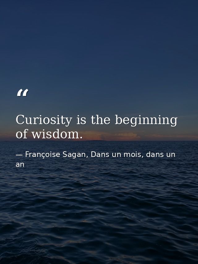 Curiosity is the beginning of wisdom. — Françoise Sagan, Dans un mois, dans un an