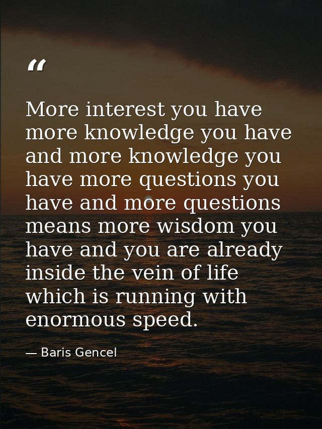 More interest you have more knowledge you have and more knowledge you have more questions you have and more questions me — Baris Gencel