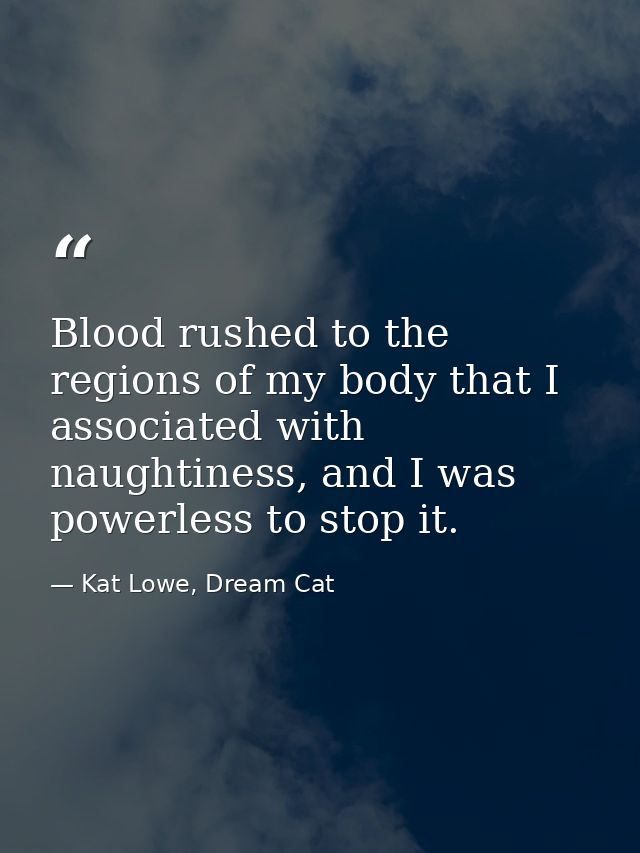 Blood rushed to the regions of my body that I associated with naughtiness, and I was powerless to stop it. — Kat Lowe, Dream Cat