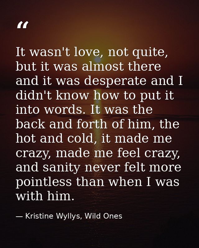 It wasn't love, not quite, but it was almost there and it was desperate and I didn't know how to put it into words. It w — Kristine Wyllys, Wild Ones