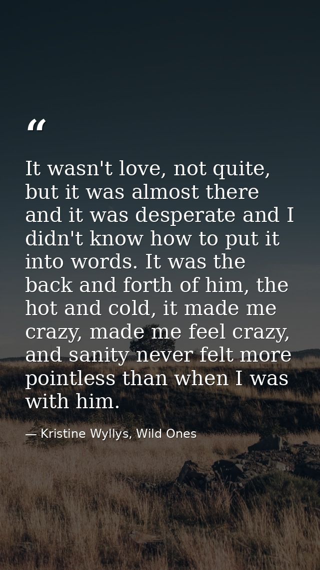 It wasn't love, not quite, but it was almost there and it was desperate and I didn't know how to put it into words. It w — Kristine Wyllys, Wild Ones