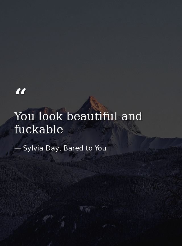 You look beautiful and fuckable — Sylvia Day, Bared to You