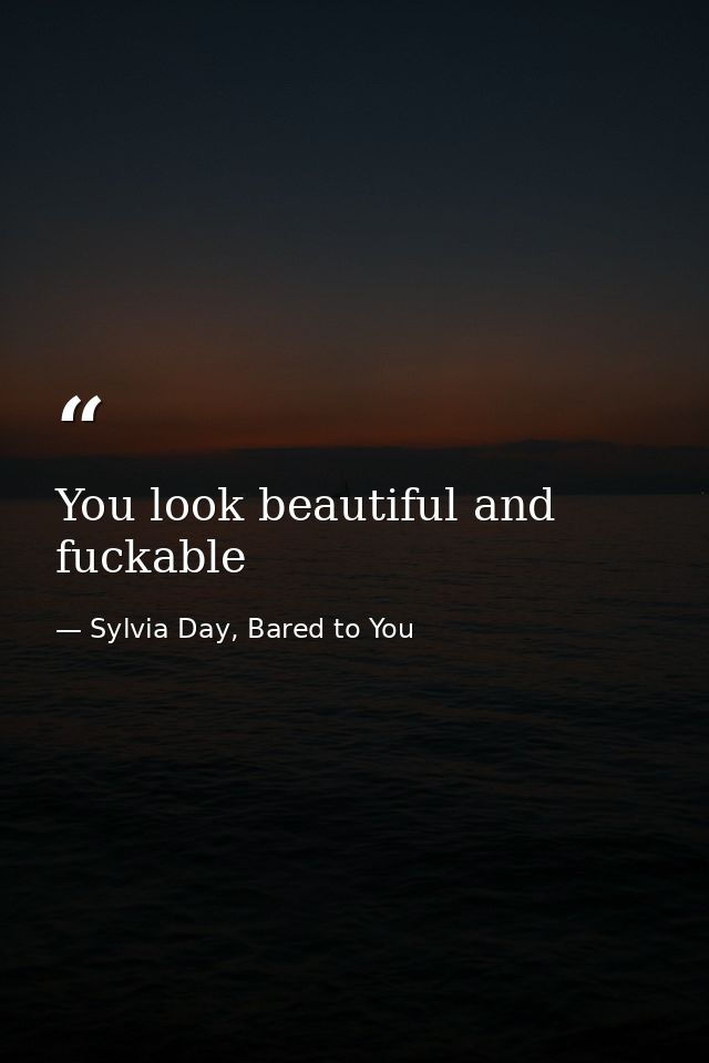 You look beautiful and fuckable — Sylvia Day, Bared to You