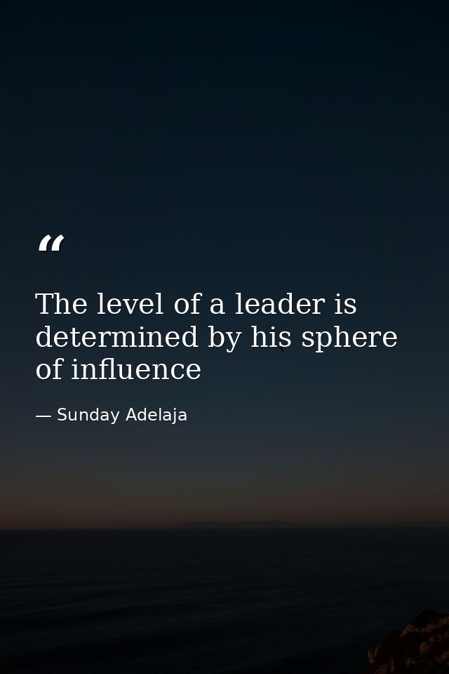 The level of a leader is determined by his sphere of influence — Sunday Adelaja